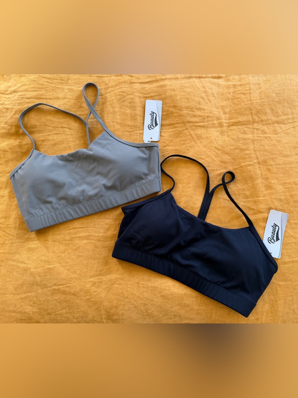 Seamless Bralette Duo in Green and Black